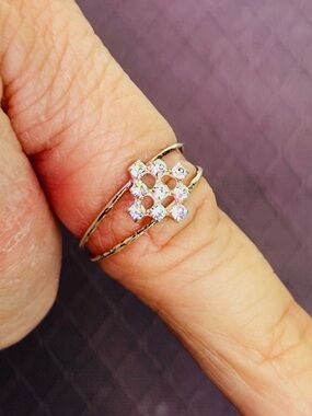 Toe Ring Sterling Silver diamond Cluster Toe Ring . Adjustable